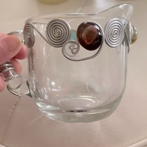 Dary Rees Retro Vintage Glass Creamer Embellished Colorful Stones Wire Spirals